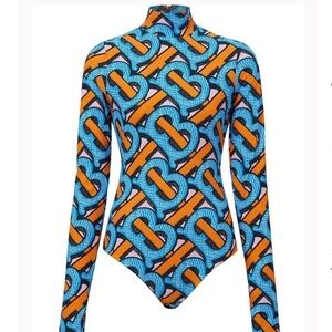 Burberry TB Monogram Printed Bodysuit - Kendal Jenner Surfing or swimwear